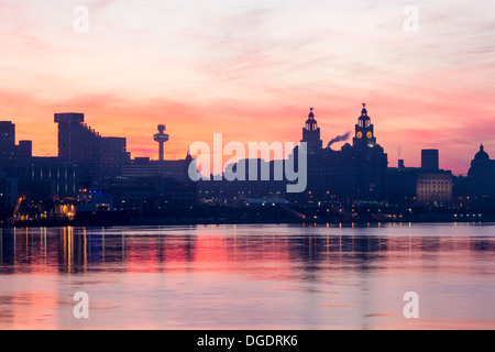 Liverpool Skyline Waterfront Sonnenaufgang Stockfoto