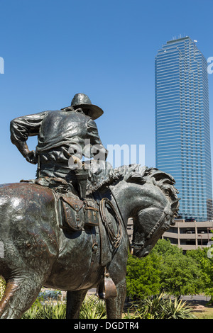 Bronze Skulpturen Vieh fahren Pioneer Plaza Dallas Texas USA Stockfoto