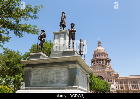 Texas State Capitol Gebäude und Verbündeten Soldaten Denkmal Austin USA Stockfoto