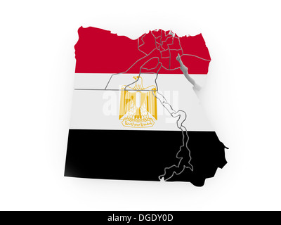 Karte von Ägypten in ägyptische Flagge Farben. 3D Stockfoto