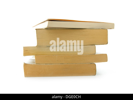 Stapel alter Bücher isoliert auf weißem Hintergrund Stockfoto