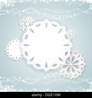 Weihnachten Schneeflocke Papierhintergrund auf blau Stockfoto