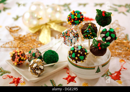 Weihnachten Cakepops. Rezept zur Verfügung. Stockfoto