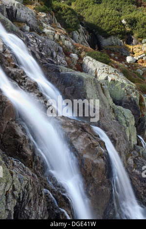 Berglandschaft oder Siklawa Wasserfall in der hohen Tatra, Polen Stockfoto