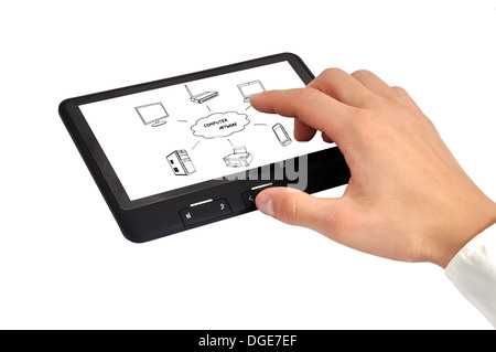 Touch-Pad und Schema-Computer-Netzwerk Stockfoto