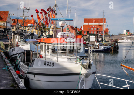 Angelboote/Fischerboote in den Hafen von Svaneke auf Bornholm, Dänemark Stockfoto