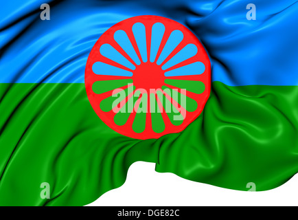 Romani Leute Flagge. Hautnah. Stockfoto