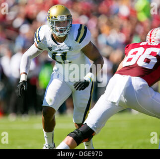 Palo Alto, CA. 19. Oktober 2013. UCLA Bruins Linebacker Anthony Barr (11) in Aktion während der NCAA Football-Spiel zwischen der Stanford Cardinal und die UCLA Bruins im Stanford Stadium in Palo Alto, CA. Stanford besiegte UCLA 24-10. Damon Tarver/Cal Sport Media/Alamy Live-Nachrichten Stockfoto