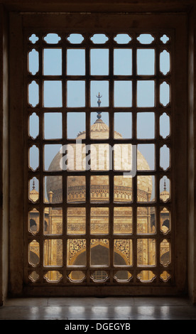 Indischen muslimischen Architektur. Taj Machal im Fenster Stockfoto