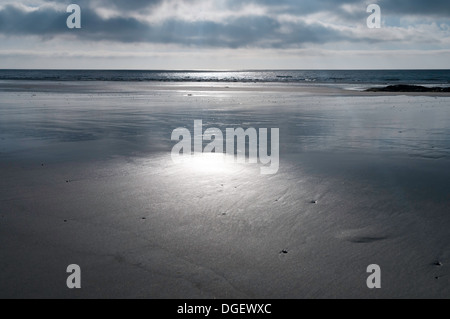 Die Sonne auf dem Meer und nassen Sand shinning Stockfoto