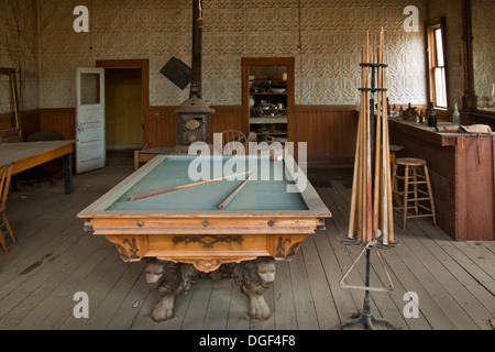 Billard Tisch, Bodie State Historic Park, Mono County, Kalifornien Stockfoto