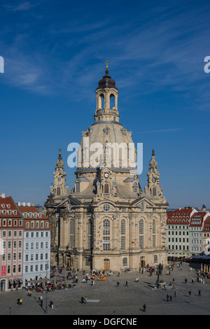 Kirche der Dresdner Frauenkirche am Neumarkt-Platz, Dresden, Sachsen, Deutschland Stockfoto