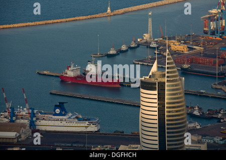 Eine Luftaufnahme von den Hafen von Haifa Stockfoto