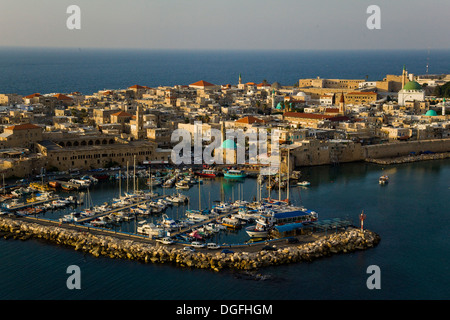 Ein Luftbild der Altstadt von Akko Stockfoto