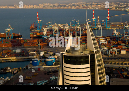 Eine Luftaufnahme von den Hafen von Haifa Stockfoto