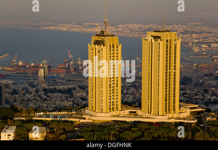 Eine Luftaufnahme des Dan Panorama Hotels in Haifa Stockfoto