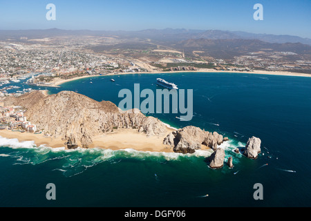 Luftaufnahme von Lands End und Cabo San Lucas, Cabo San Lucas, Baja California Sur, Mexiko Stockfoto