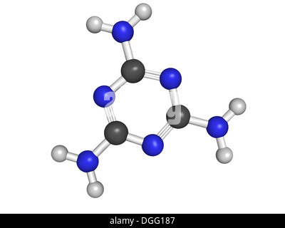 Chemische Struktur eines Moleküls Melamin. Melamin wird seit Milch und Rohstoff Verfälschung. Stockfoto