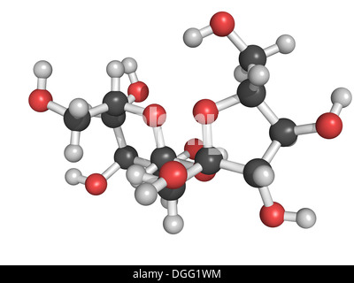 Chemische Struktur von Saccharose, auch bekannt als Haushaltszucker und saccharose Stockfoto