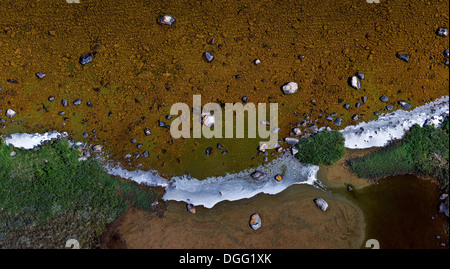 Aerial Eis Muster entlang der Küste der Hudson Bay in der Nähe von Churchill, Manitoba, Kanada. Stockfoto