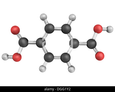 Chemische Struktur von Terephthalsäure Säure, Polyester (PET, Polyethylenterephthalat) Kunststoff Baustein Stockfoto