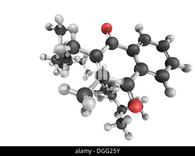 Chemische Struktur von Vitamin K1 (Phylloquinone) auf weiß Stockfoto