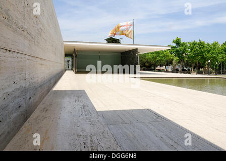 Barcelona-Pavillon rekonstruiert deutschen Pavillon für die Weltausstellung 1929, Architekt Ludwig Mies van der Rohe, Montjuic Stockfoto