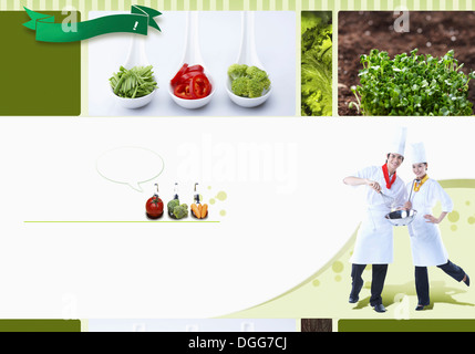 Köche neben Gemüse Stockfoto