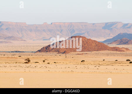 Ansicht von Elim Düne in Richtung Naukluft Bergen, Namib-Naukluft-Park, Namib-Wüste, Namibia Stockfoto