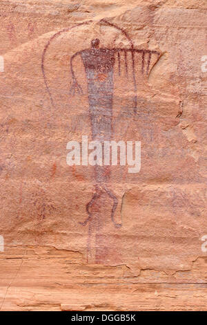 Indianische Felszeichnungen, Buckhorn zeichnen Petroglyphen, San Rafael Swell, Utah, USA, Nordamerika Stockfoto