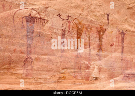 Indianische Felszeichnungen, Buckhorn zeichnen Petroglyphen, San Rafael Swell, Utah, USA, Nordamerika Stockfoto