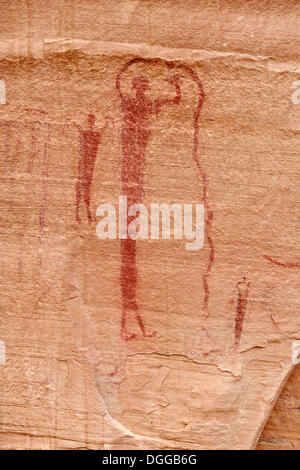 Indianische Felszeichnungen, Buckhorn zeichnen Petroglyphen, San Rafael Swell, Utah, USA, Nordamerika Stockfoto