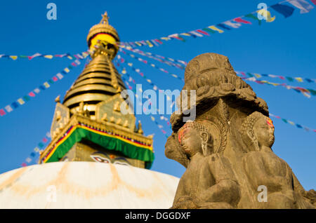 Swayambhunath Stupa, Affentempel, Kathmandu-Tal, Kathmandu, Kathmandu Bezirk Bagmati Zone, Nepal Stockfoto