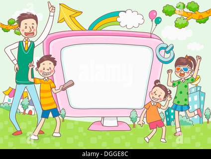 ein Beispiel für eine Klasse mit einem 3d TV Stockfoto