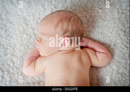 Baby Junge schlafen auf Decke Stockfoto