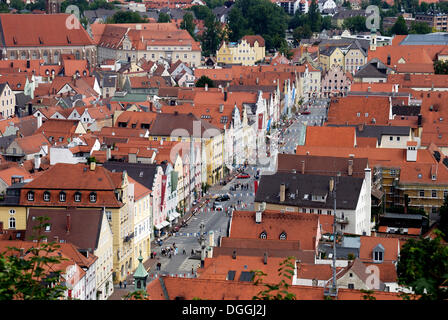 Ansicht des Kulturkreis District, eingerichtet für die Landshuter Hochzeit 2009, einem großen mittelalterlichen Festzug, Landshut, Bayern, Niederbayern Stockfoto