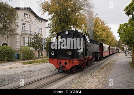 Baederbahn molli, eine Schmalspurige Dampf-Bahn betrieben, an der Goethestraße Bahnhof in Bad Doberan Stockfoto