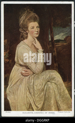 Britische Postkarte. Lady Elizabeth Hamilton, Gräfin von Derby von George Romney. Tennant Sammlung Stockfoto