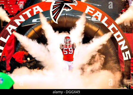 Atlanta, GA, USA. 21. Oktober 2013. 20. Oktober 2013: Atlanta Falcons außerhalb Linebacker Joplo Bartu in Aktion im Georgia Dome in Atlanta Georgia. Die Atlanta Falcons gewannen das Spiel 31-23 © Csm/Alamy Live-Nachrichten Stockfoto