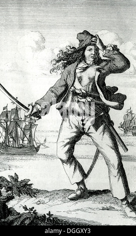 ANNE BONNY (1702-1782) irische weibliche Piraten in A General History of die Überfälle und Morde an den berüchtigten Pyrates, 1724 Stockfoto