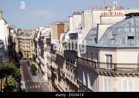 Paris Frankreich, 9. Arrondissement, Rue la Bruyere, Luftaufnahme von oben, historische Haussmann Eigentumswohnung, Wohnanlage, Wohnung, Wohnungen, Wohnung, BU Stockfoto