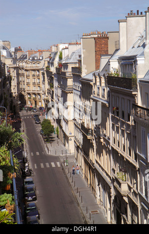 Paris Frankreich, 9. Arrondissement, Rue la Bruyere, Luftaufnahme von oben, historische Haussmann Eigentumswohnung, Wohnanlage, Wohnung, Wohnungen, Wohnung, BU Stockfoto