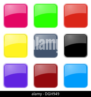 Satz von neun farbige Glas apps Icons in Pastelltönen. EPS10 Vektor. Stockfoto