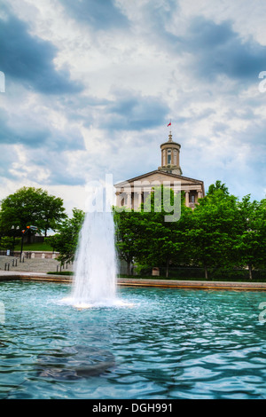 Tennessee State Capitol Gebäude in Nashville, TN am Abend Stockfoto