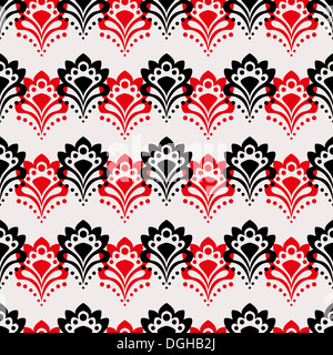 Nahtlose Hintergrund - abstrakten Blumen in den Farben schwarz, rot und weiß. Stockfoto