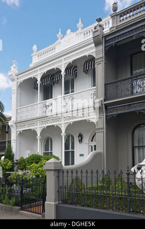 Casa de Maria und Casa de Juana - Erbe-Häuser in East Melbourne. Stockfoto