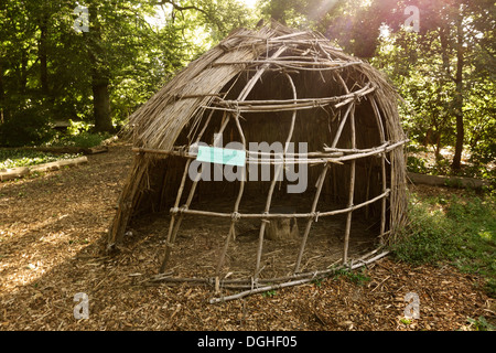 Reproduktion der Lenape-Indianer Wigwam Stockfoto