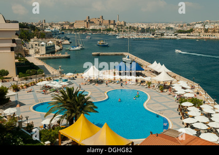 Marsamxett Harbour von Valletta, Malta Stockfoto