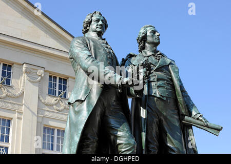 Goethe-Schiller-Denkmal, Weimar, Thüringen, Deutschland Stockfoto