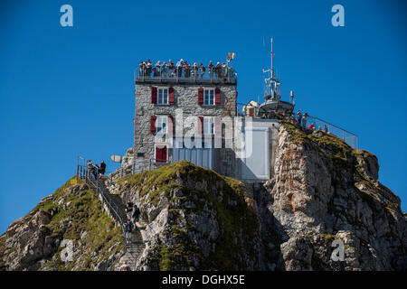 Gipfel-Haus am Berg Säntis, erkundet, Säntis, Kanton Appenzell Innerrhoden, Schweiz Stockfoto